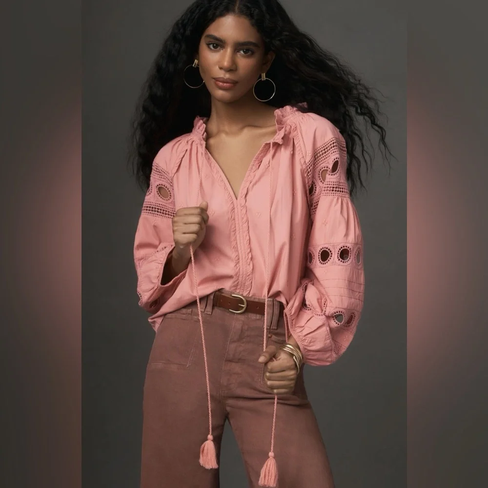 Forever That Girl Long-Sleeve V-Neck Peasant Blouse - Picture 4 of 11